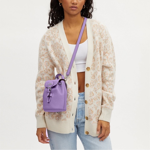 NWT Coach Amelia Convertible Backpack Crossbody Pebble Leather Iris Purple CL408 - Picture 12 of 12